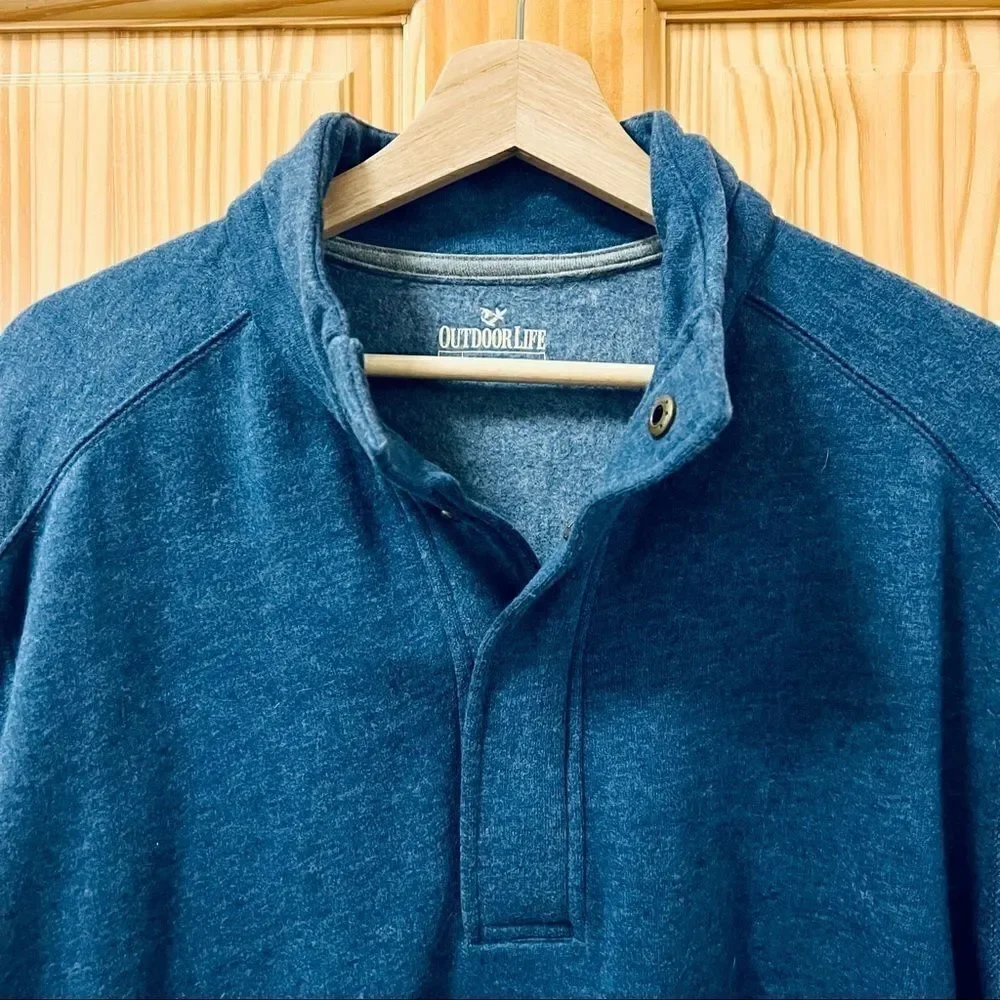 NWT Outdoor Life blue quarter snap long sleeve pullover jacket coat L Large